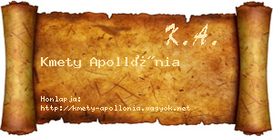 Kmety Apollónia névjegykártya